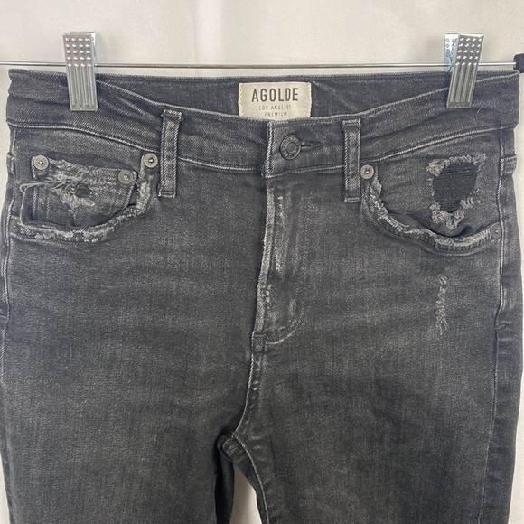 AGOLDE Sophie Mid Rise Skinny Crop Temple - Black Jeans - Size 28 - Picture 5 of 15